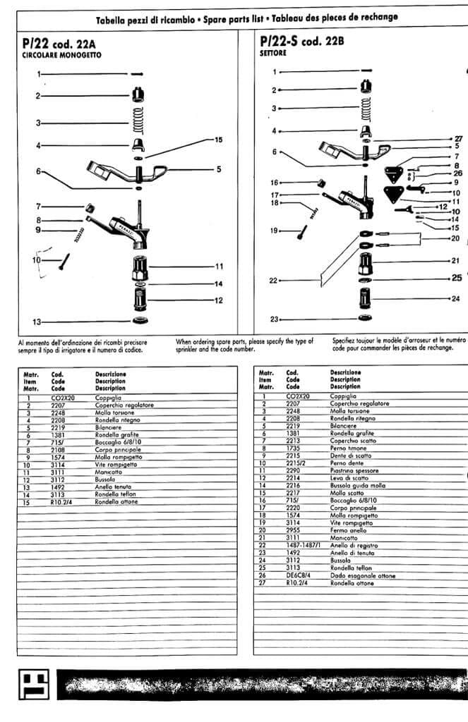 Anello di Registro pos.22 - IRRIGATORE P22