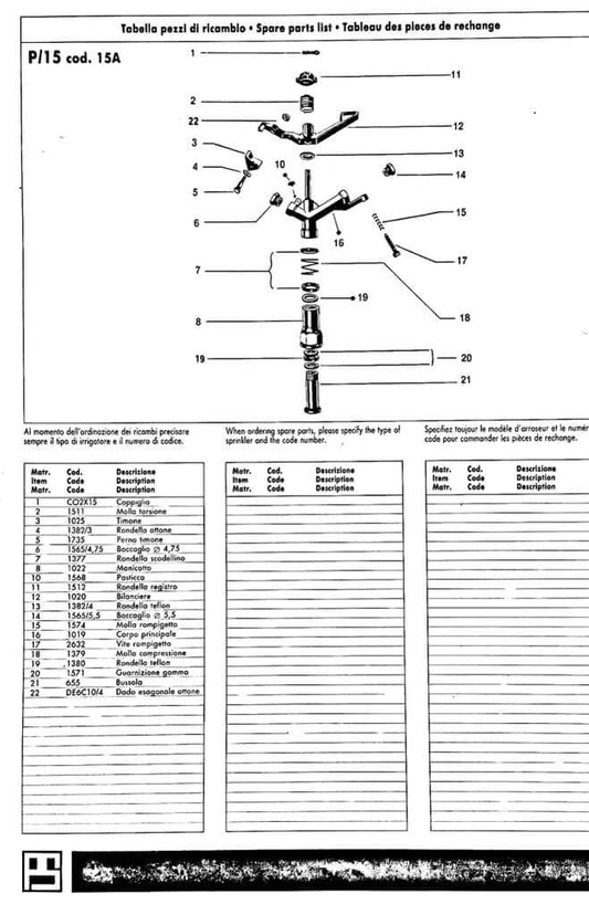 Bussola pos.21 - IRRIGATORE P15