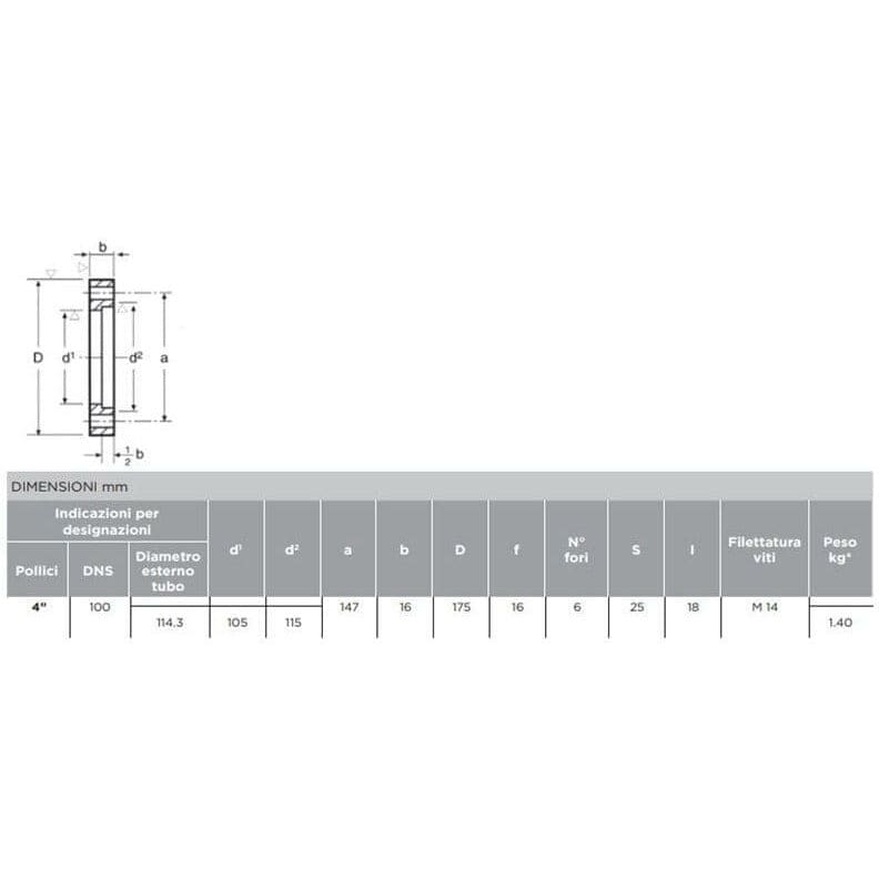 Flangia 3 Asole Speciali 6 Fori DN 100/114,3 - FLANGE POMPE