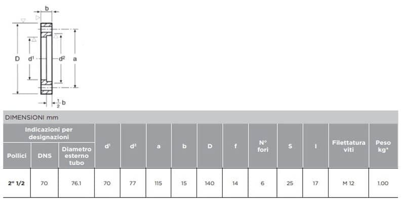 Flangia 3 Asole Speciali 6 Fori DN 70/76,1 - FLANGE POMPE