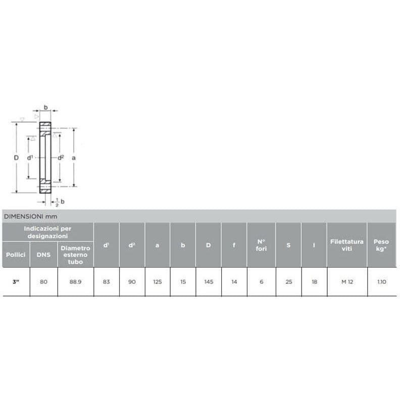 Flangia 3 Asole Speciali 6 Fori DN 80/88,9 - FLANGE POMPE