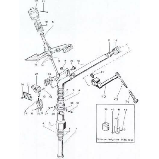 Forcella con Perno Fig.35 T2M36 - RICAMBI IRRIGATORE J48 S