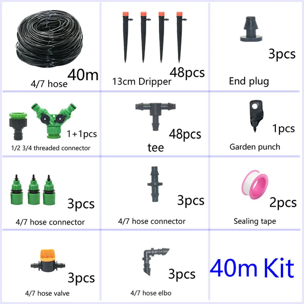 1/4" Hose Drip Irrigation System 360 Degree Adjustable 8 Hole Sprinkler Kit Garden Watering Inserting Ground Micro Flow Dripper