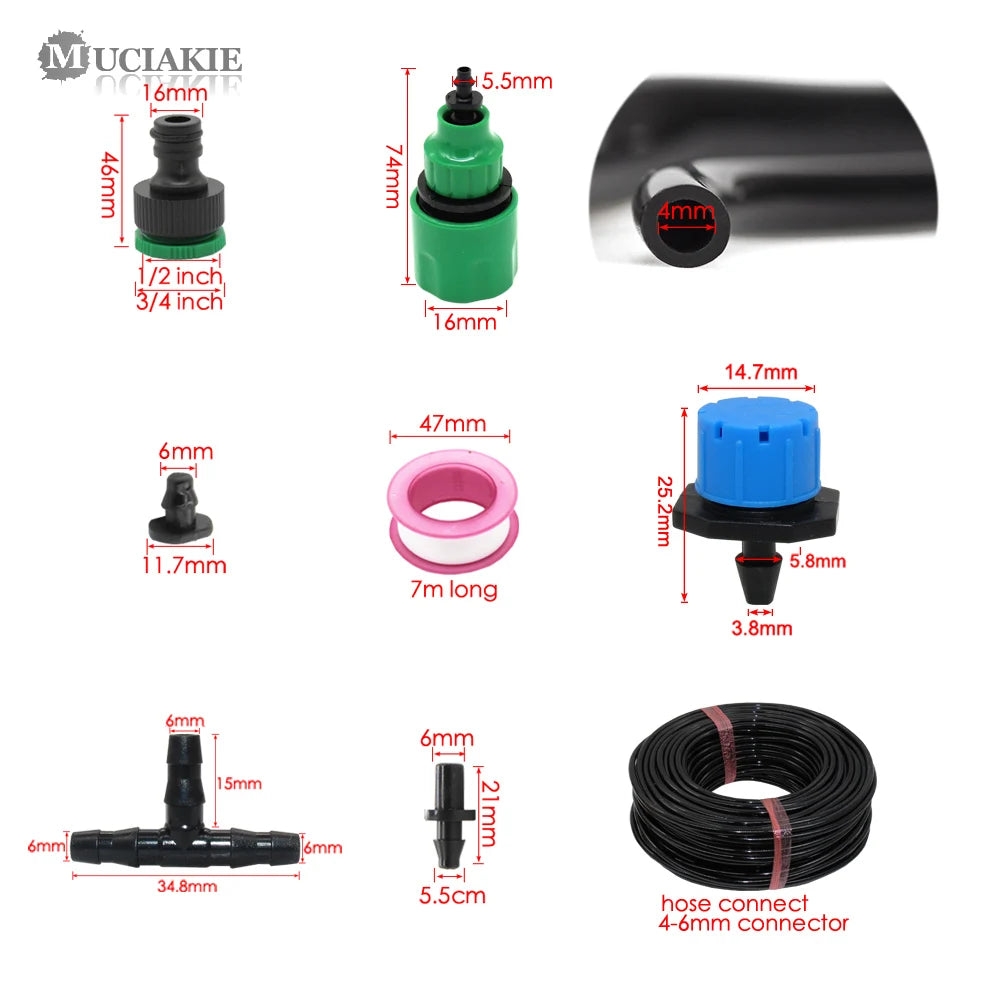 50M 40M 30M to 5M Garden Watering Adjustable Drippers Water System for Bonsai Plants Garden Water Drip Kits Micro Drop