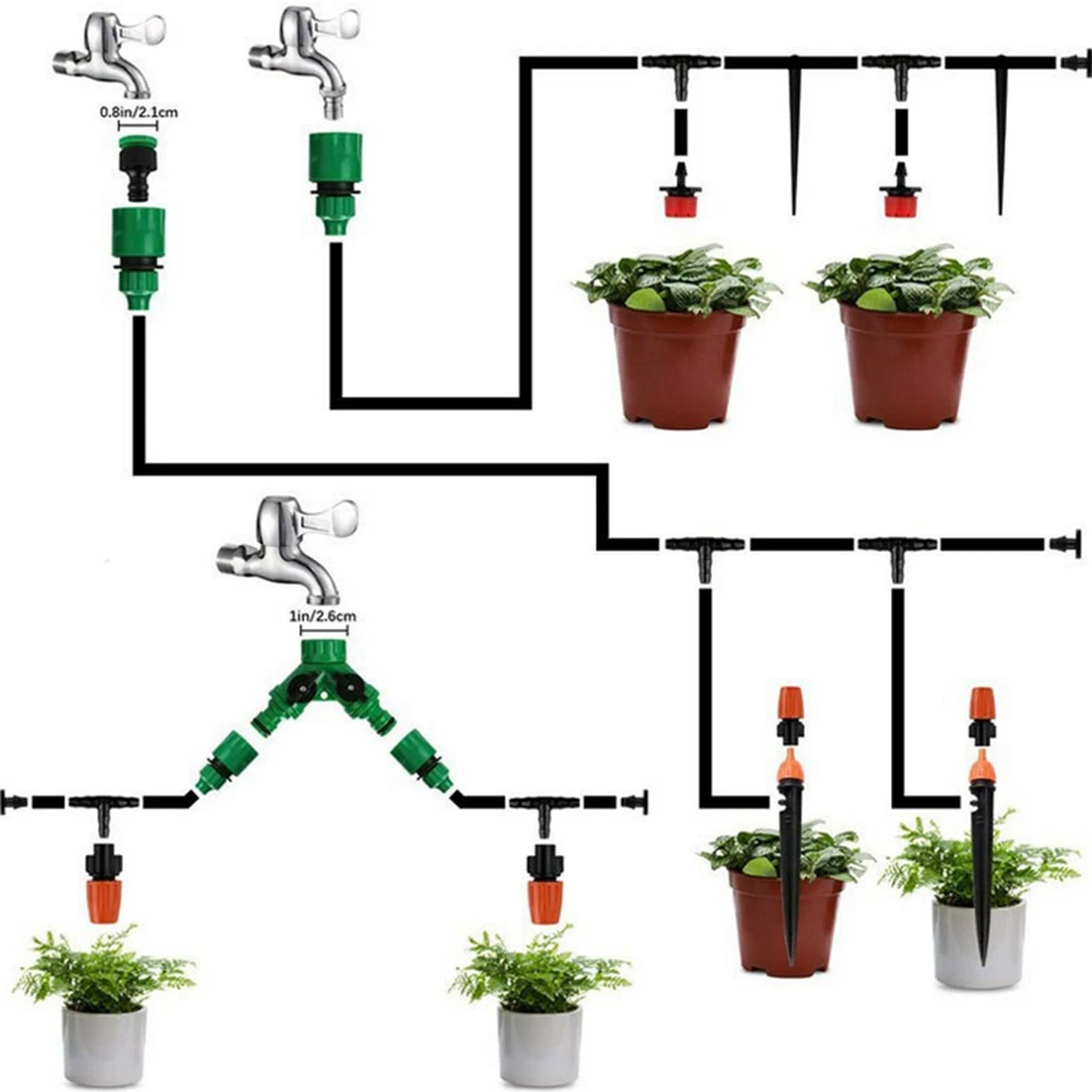 Mist Cooling Automatic Irrigation System Drip Irrigation System Garden Plant Automatic Watering Hose Kit 5M/10M/15M/20M/30M/40M