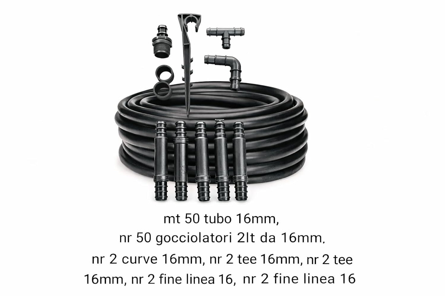 kit irrigazione  tubo gocciolatori curve fine linea