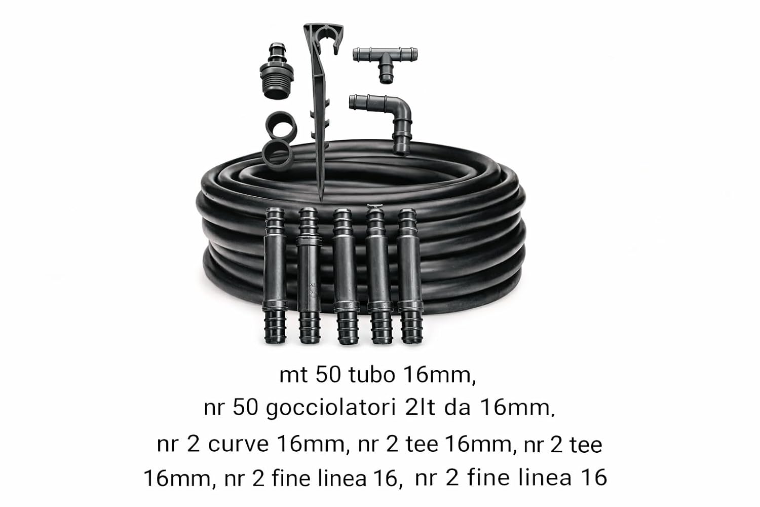 kit irrigazione  tubo gocciolatori curve fine linea