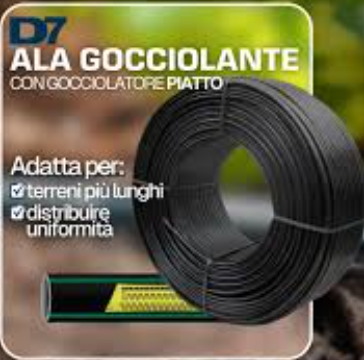 Ala Gocciolante Rigida D7 Irritec Ø20 mm – Passo 40 cm – 2,2 L/h – 45 mil rotolo da mt 300