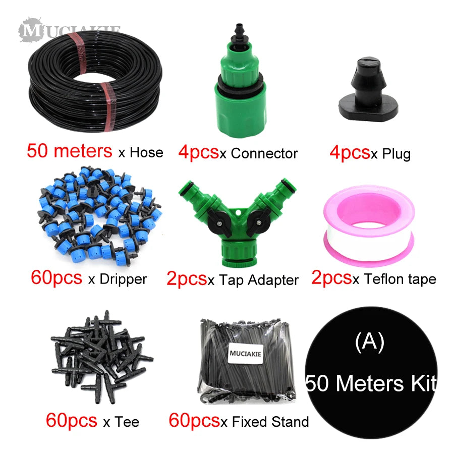 50M 40M 30M to 5M Garden Watering Adjustable Drippers Water System for Bonsai Plants Garden Water Drip Kits Micro Drop