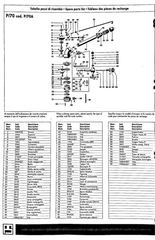 Ingranaggio pos.24 - IRRIGATORE P60/70